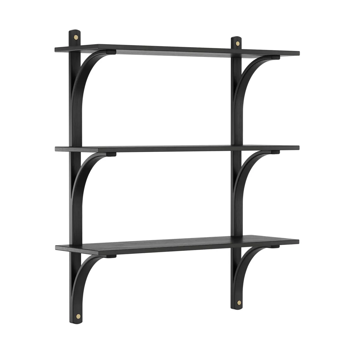Swedese Levi Regal 3 Fachboden Schwarz lasiertes Esche-Messing, 90 cm