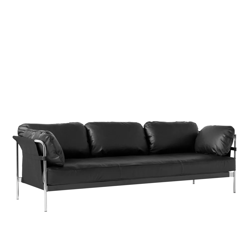HAY - Can 3 Seater - Chrome Base - Black Canvas - Cat.6 - Sense Black - Soffor - Ronan & Erwan Bouroullec