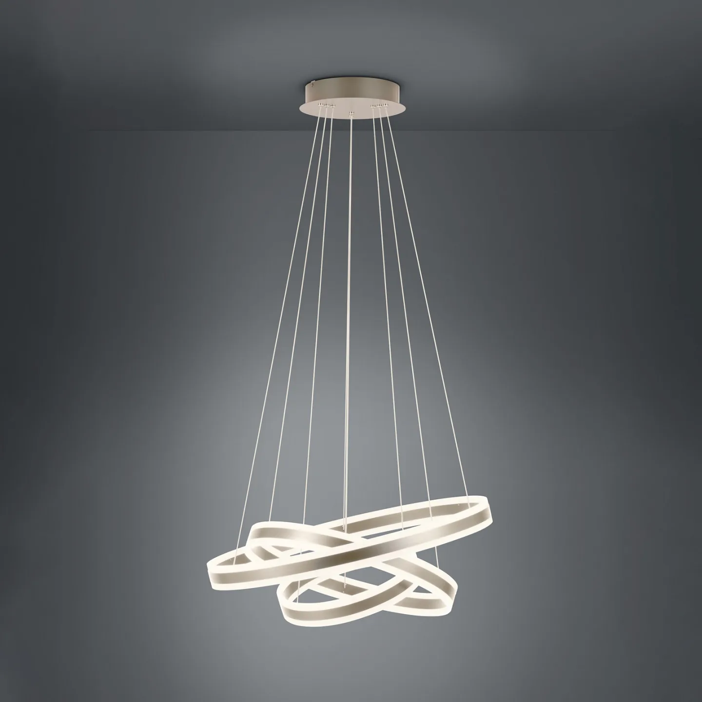 Tonarella LED-hengelampe, beige, Ø 80 cm, dimbar – Stars of Light - Stue - Moderne - Metall - Med flere lyskilder