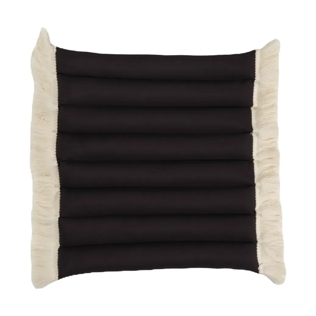 Garden Glory Garden Glory Sitzkissen mit Fransen Schwarz, Offwhite Frans, 38x40 cm
