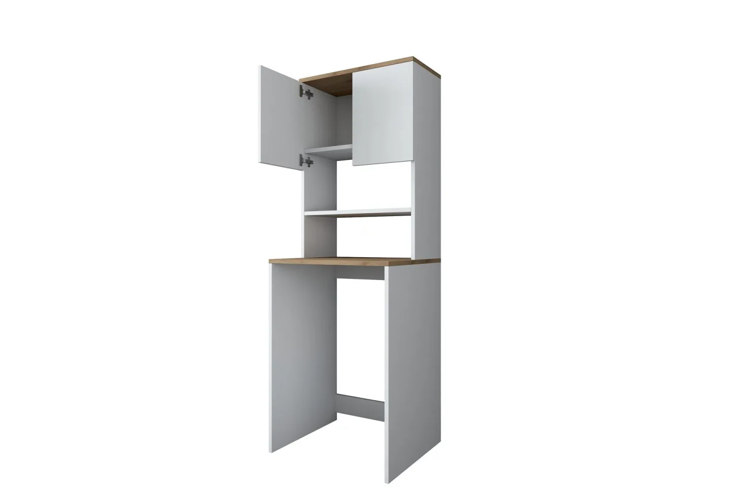 Caronti Badrumsskåp 65x183,6 cm Vit/Brun - Hanah Home