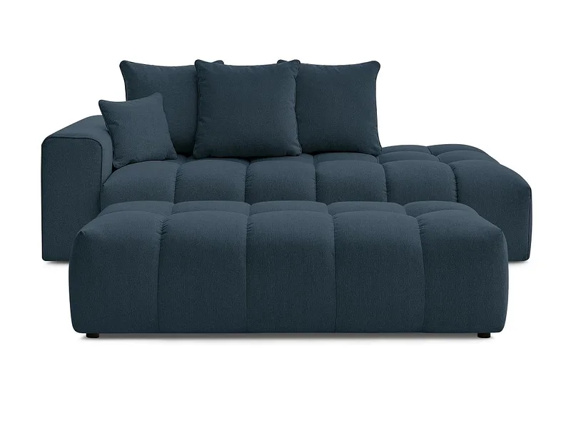 3er Sofa mit Hocker BOBOCHIC MONT-BLANC Stoff chiniert dunkelblau