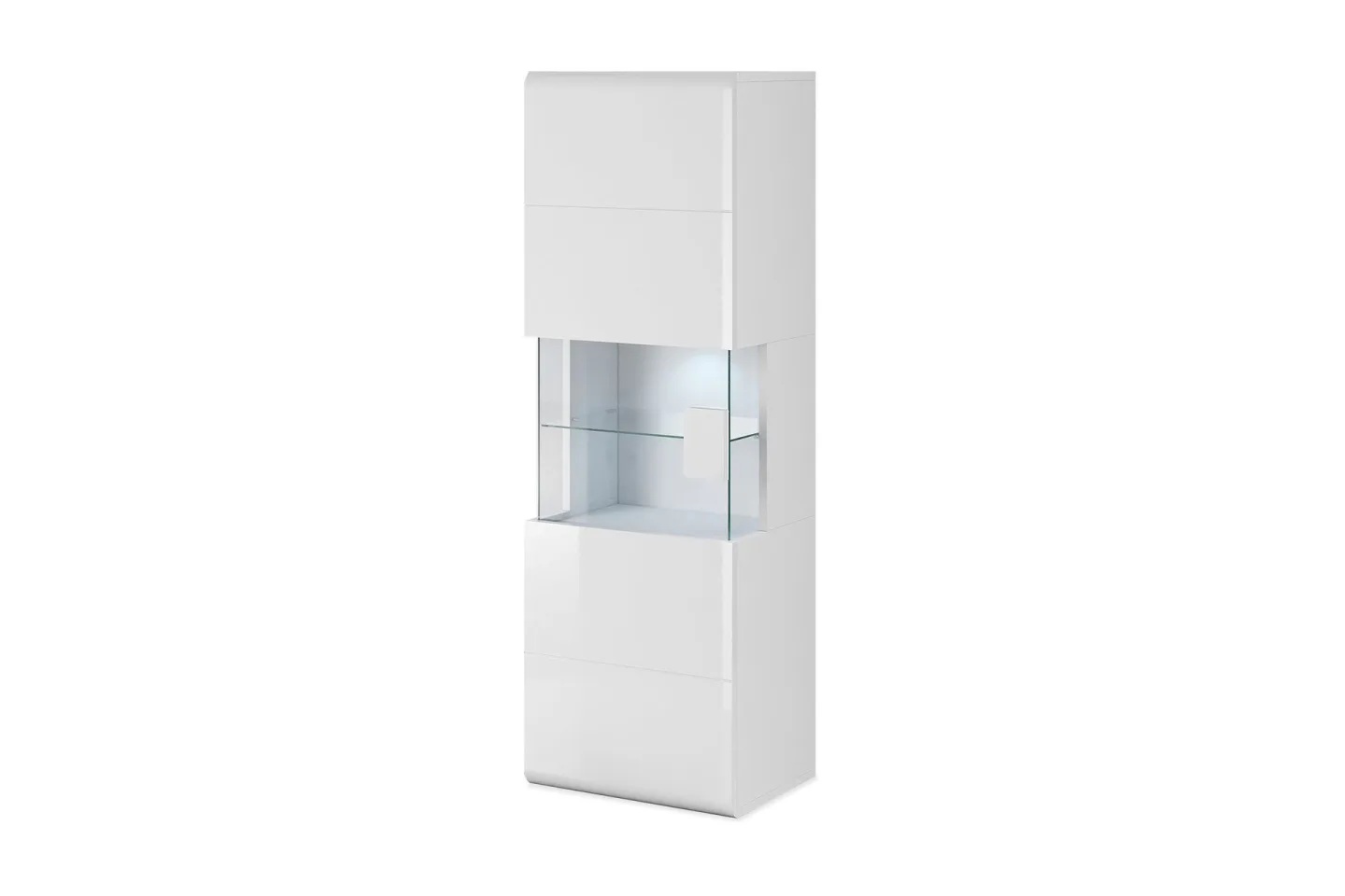 Toreno Vitrinskåp 39 djup 53 cm bred 159 cm hög Ljust Trä Glas - Vit