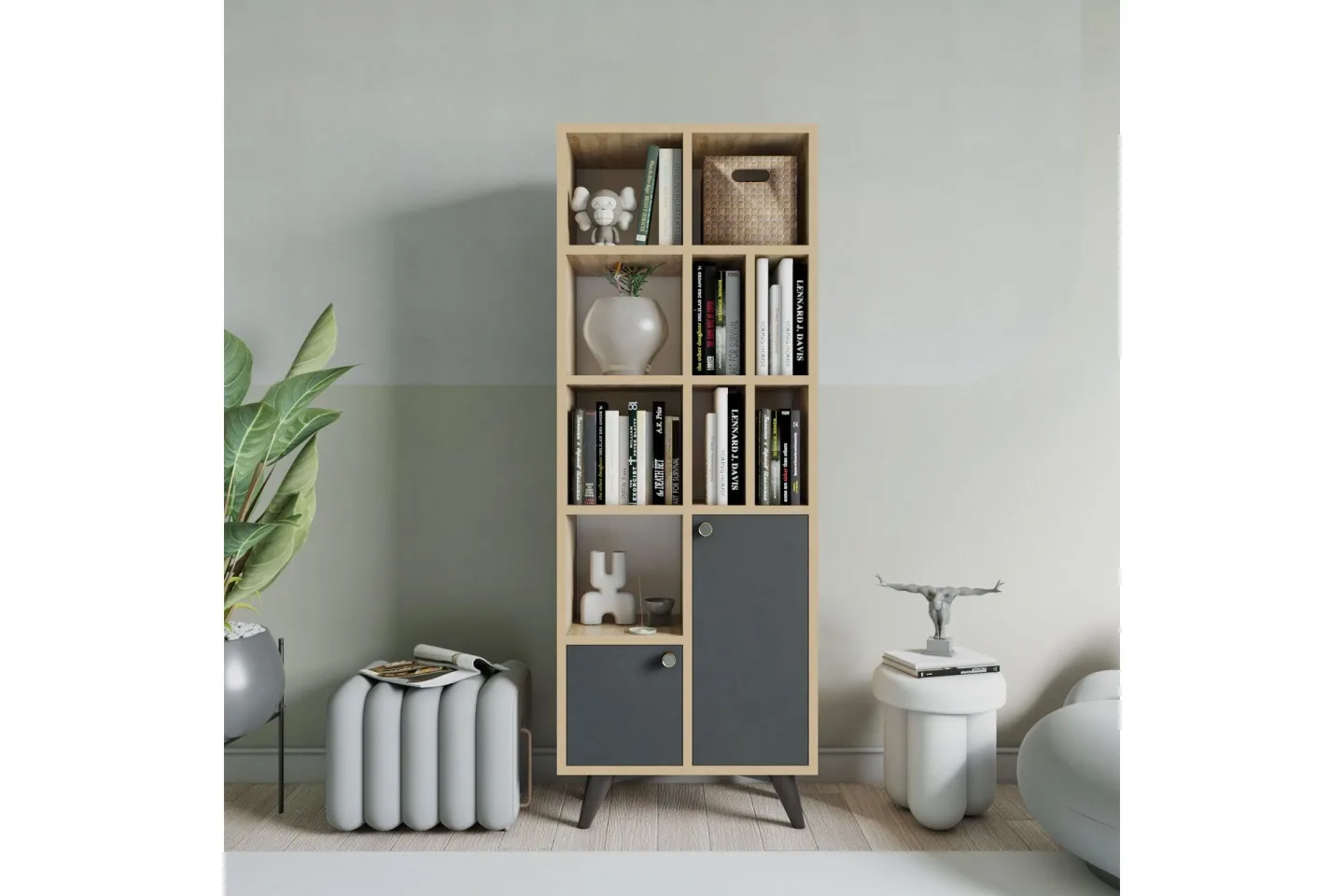 Casabetania Bokhylla 30x60 cm - Antracit/Natur