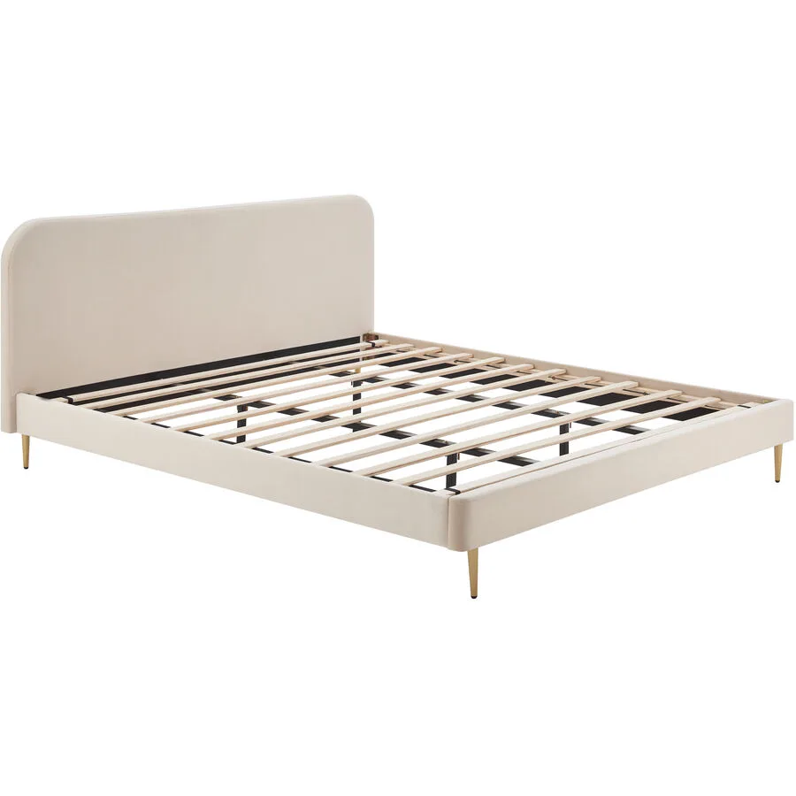Bett Andrea Beige Samt 180 x 200 cm