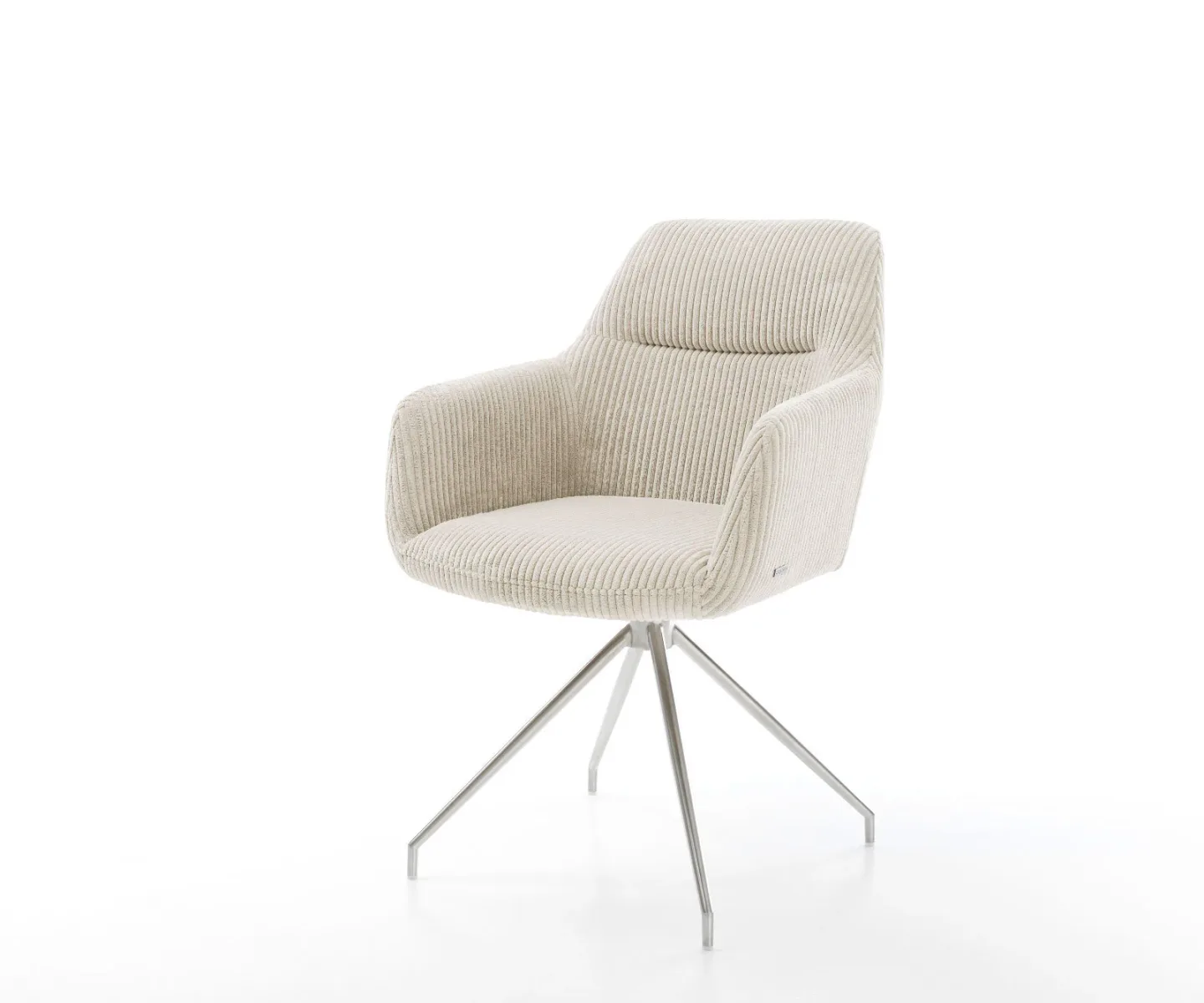 Esszimmerstuhl Pejo-Flex Cord Beige Kreuzgestell konisch Edelstahl Taschenfederkern
