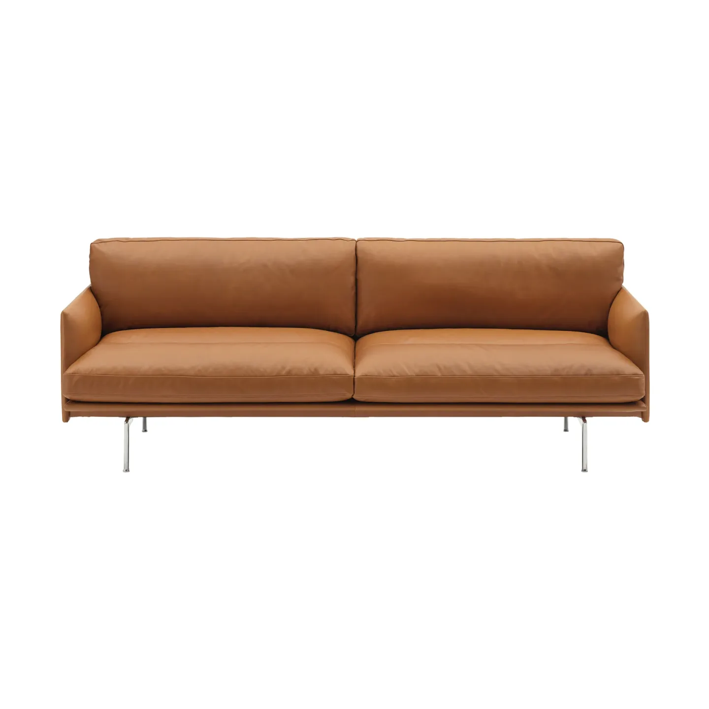 Muuto Outline Soft soffa Refine Leather Cognac-aluminiumben, 3-sits