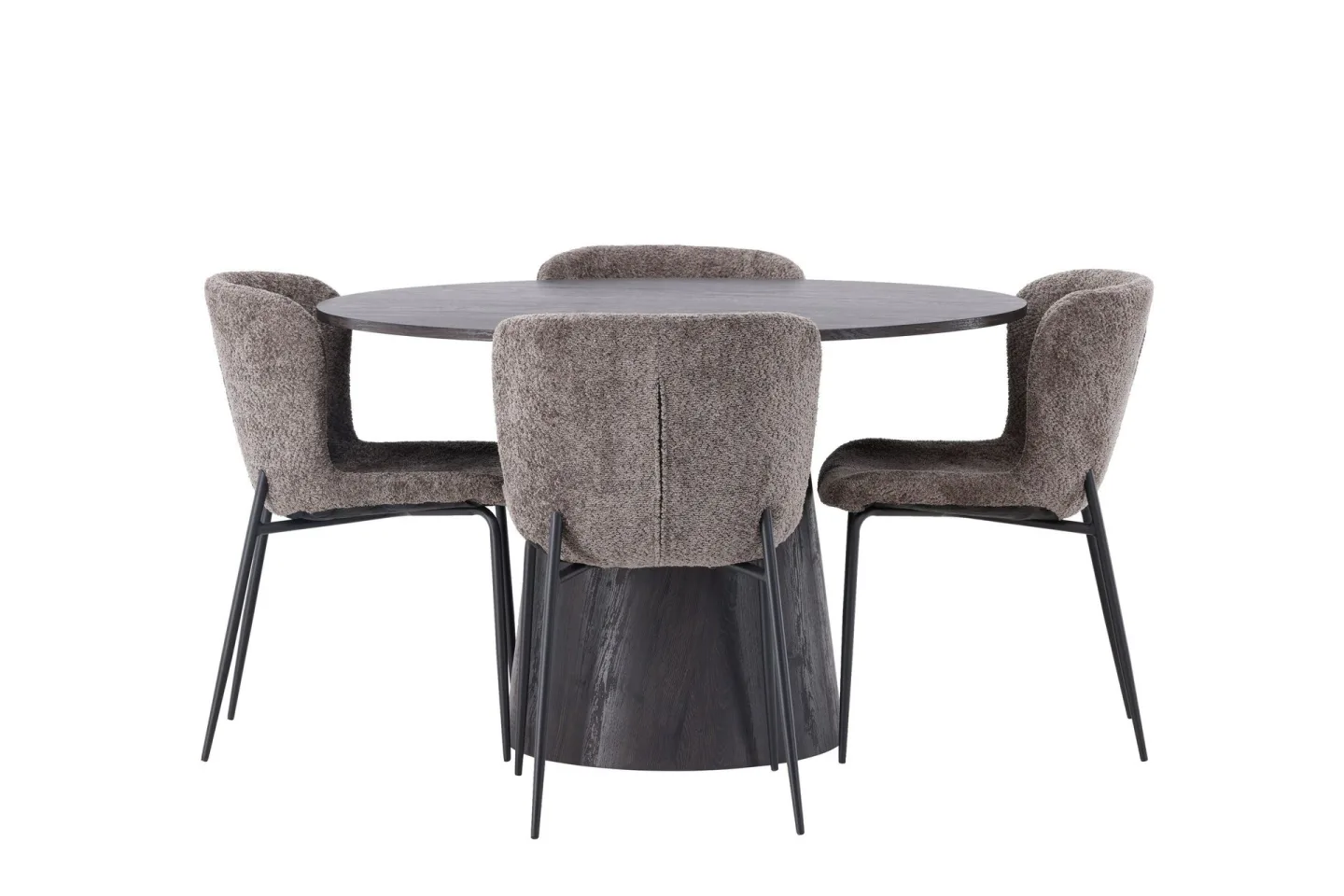 Lanzo Matgrupp 120 cm Rund med 4 Modesto stolar - Svart