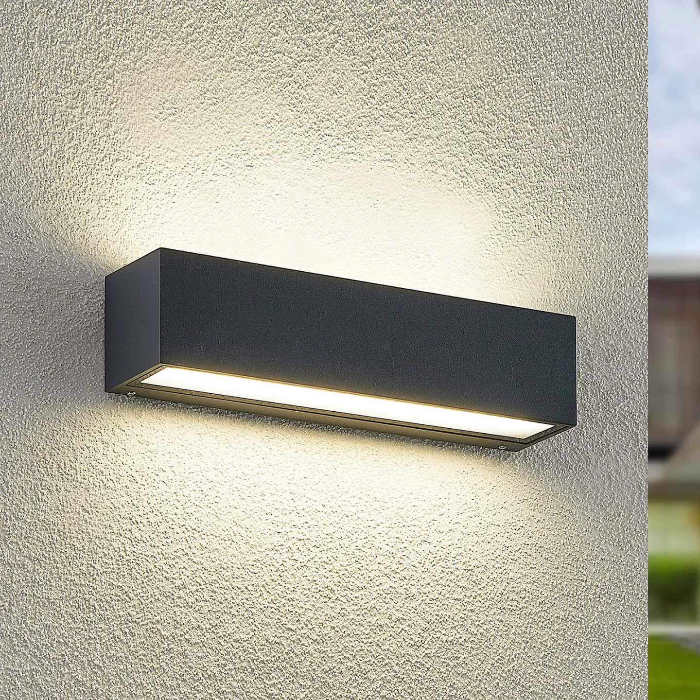 Lengo LED-væglampe, 25 cm, antracit, op/ned, CCT - Arcchio - Altan - Moderne - Aluminium - Kantet