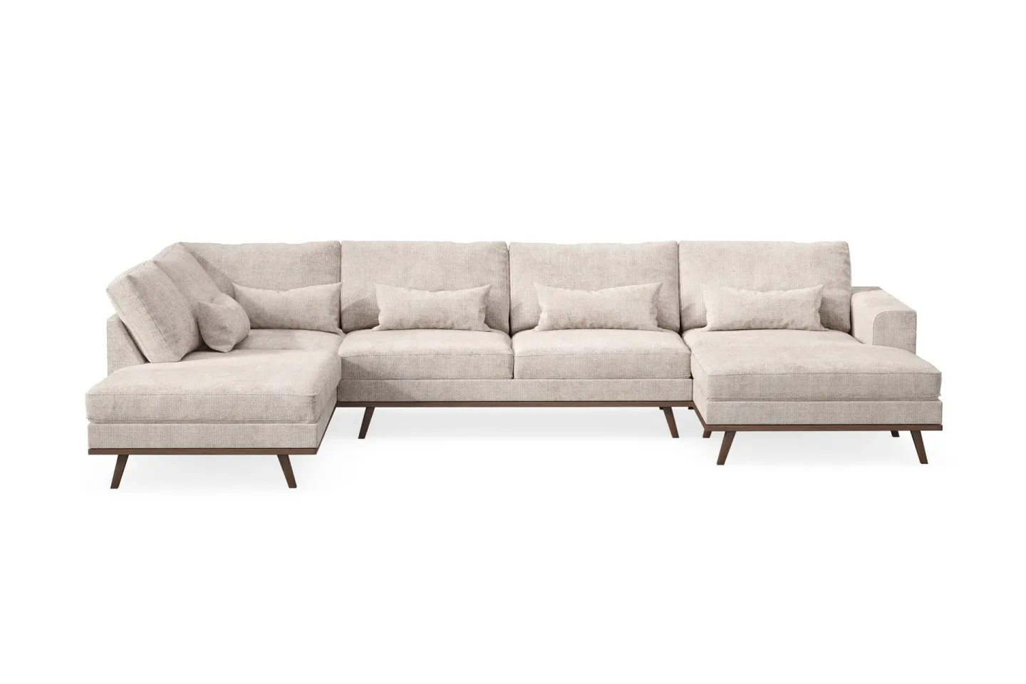 Copenhagen 5-sits Vänstervänd U-formad Large Soffa med Divan och Schäslong i Chenille - Grå / Beige