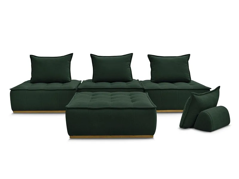 3er Sofa mit Hocker BOBOCHIC ELISA Stoff mit Textur grün