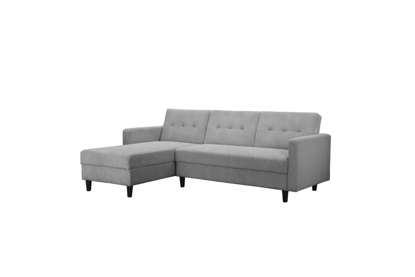 Bäddsoffa med enkeldivan utan schäslong Loft24 Bäddsoffa Hartford II 213x153x82 cm, Grå Grå -