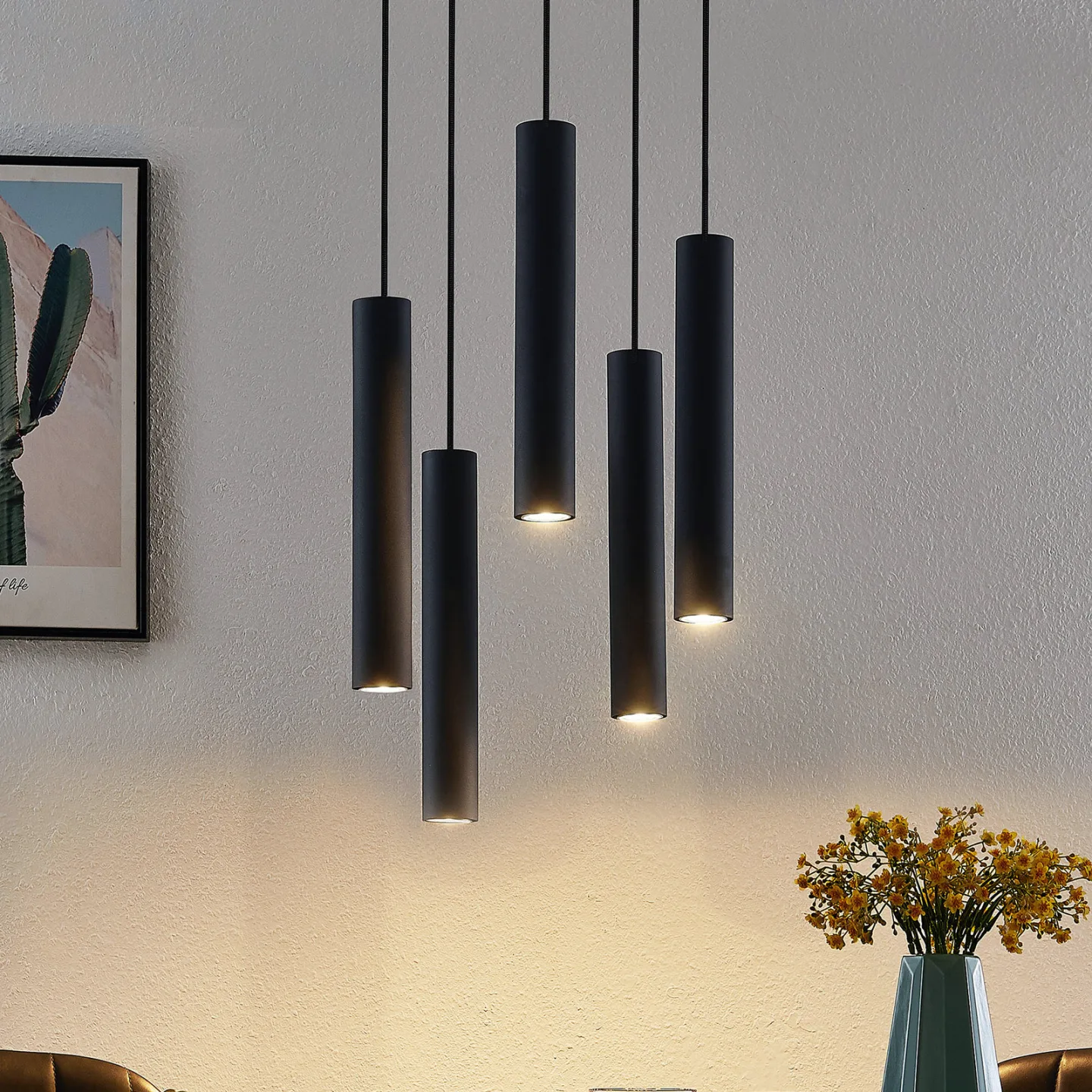Sanad Pendelleuchte Black - Lindby - Wohnzimmer - Modern - Metall - Mehrflammig