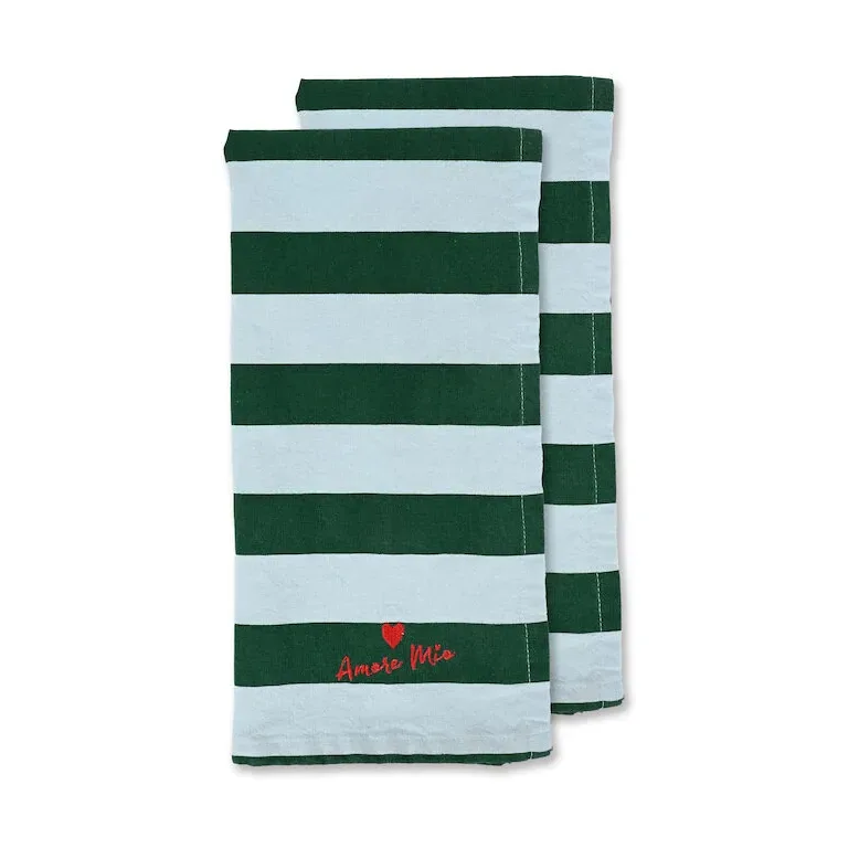 Byon Love Geschirrtuch 50x70 cm 2er-Pack Grün-Hellblau