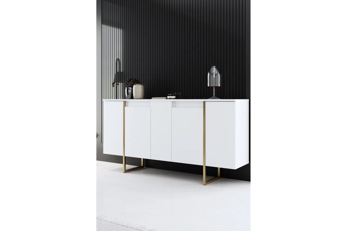 Luxe Konsollbord 160 cm - Vit/Guld