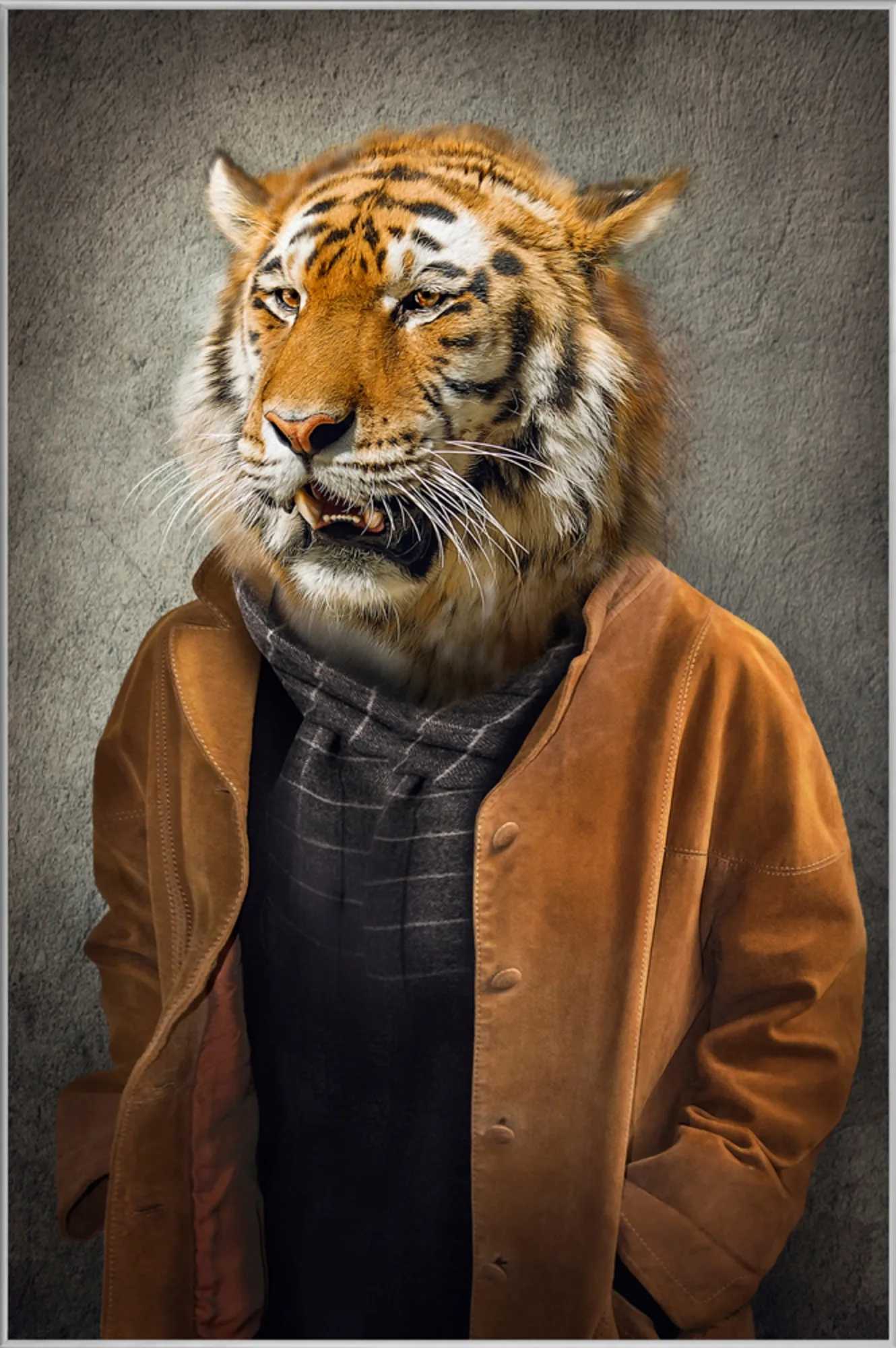image LAND Bild mit Rahmen Tiger im Mantel | Schubiger Möbel