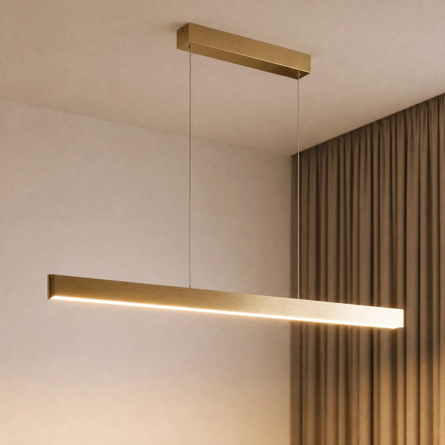 Mylosh LED-Hängelampe, 150 cm, gold, CCT, dimmbar - Lucande - Esszimmer - Modern - Aluminium - Balken