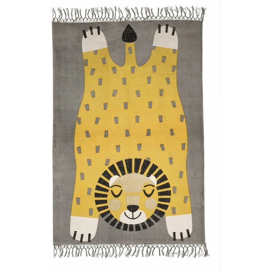 Kinderteppich Hannelore Yellow Baumwolle Tiermuster 110 x 170 cm