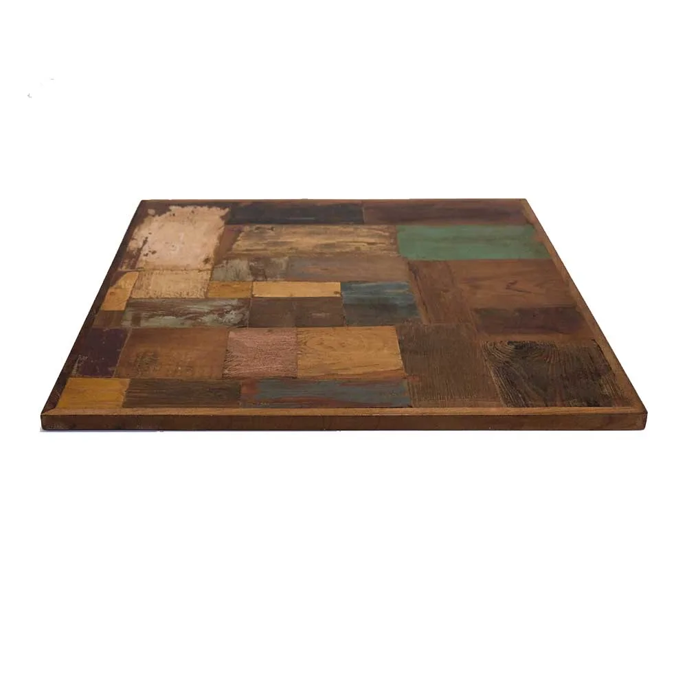 Träbordsskiva med återvunnet färgat trä 70 x 70 cm