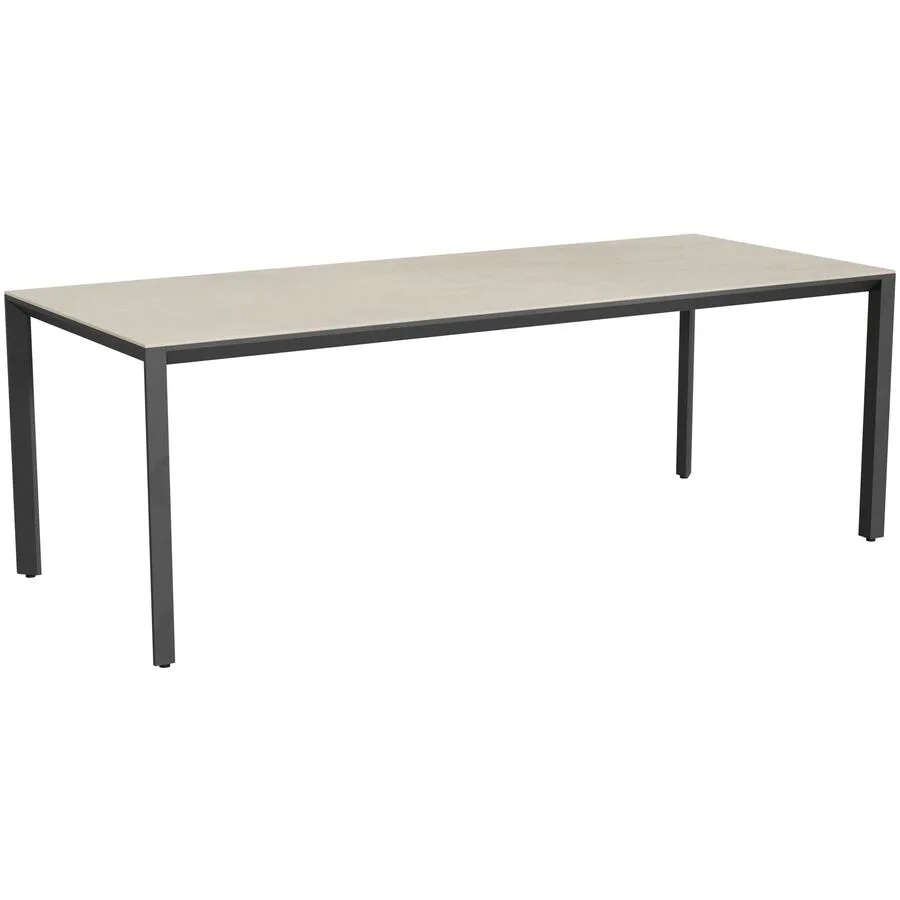 Gartentisch Tropea Schwarz matt / Travertino Romano Keramik/Stahl pulverbeschichtet B 220 T 90 cm - Möbel Konfigurator: Traummöbel individuell