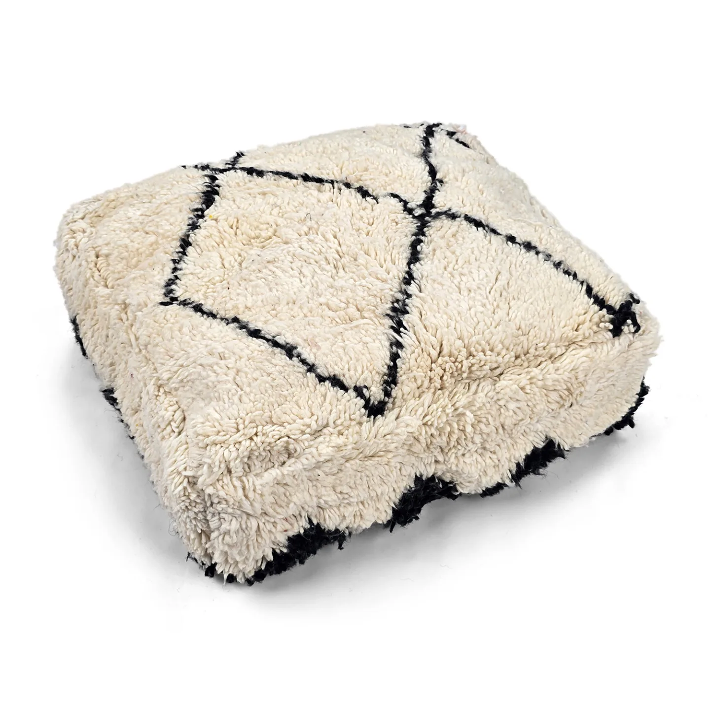 Sittepuff - Marokkansk Beni Ourain 020 (Størrelse: 60 x 60 cm)