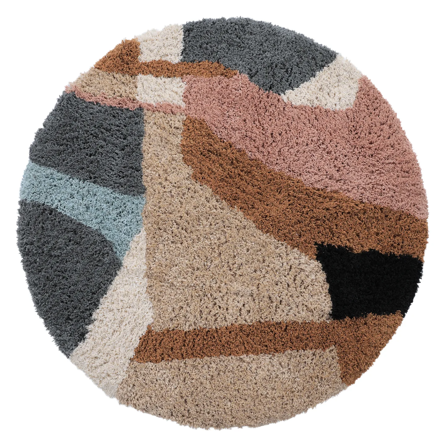Rundt teppe - Cefalu Natural Cotton Shaggy (multi) (Størrelse: Ø 120 cm)