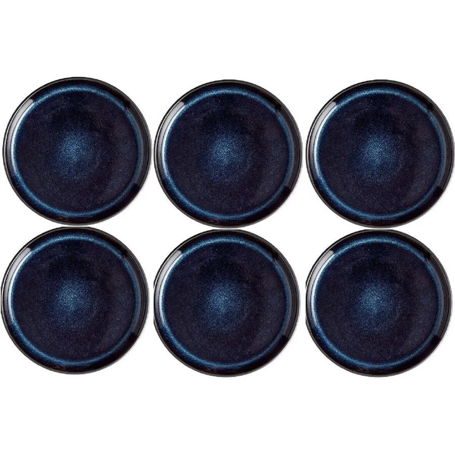 Teller-Set BITZ Schwarz/Dunkelblau Steinzeug D 17 cm 6 Stk