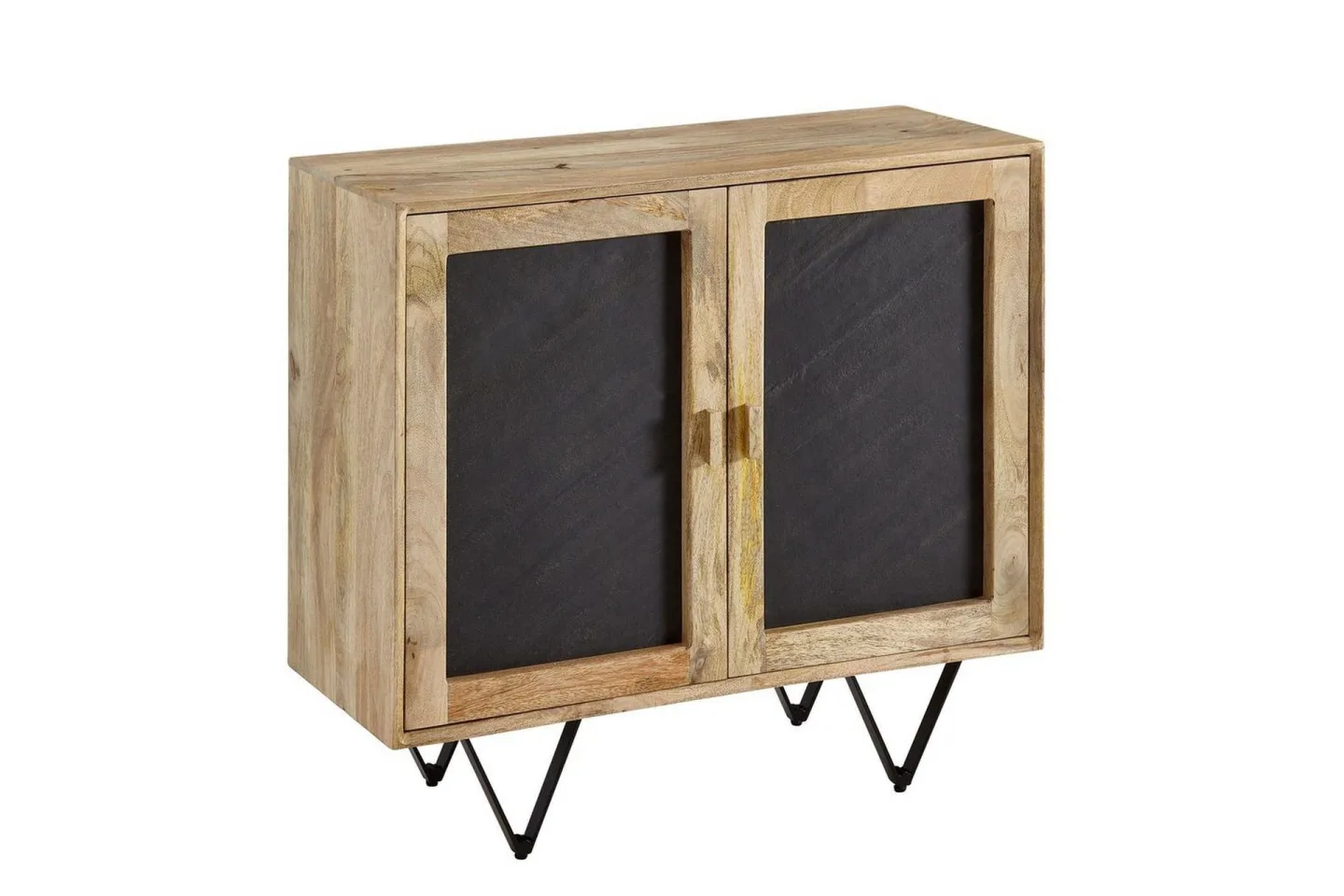 Sideboard Wohnling Massivt trä 80 cm 3D kant stenoptik front 2 dörrar modern -