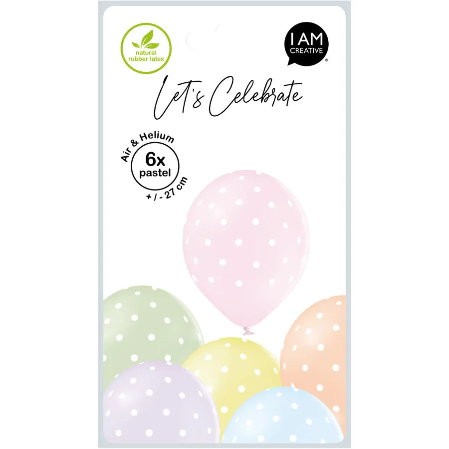 Luftballons I am creative pastell Naturkautschuk H 19 cm 6 Stk