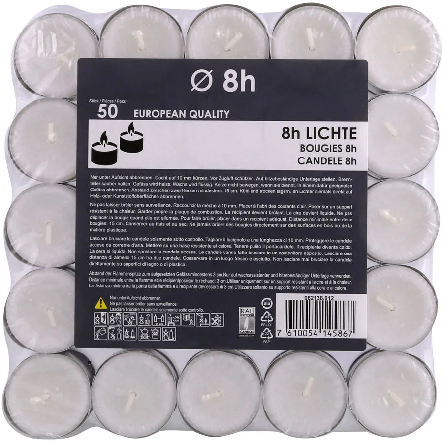 Teelichter Basic weiss 50 Stk