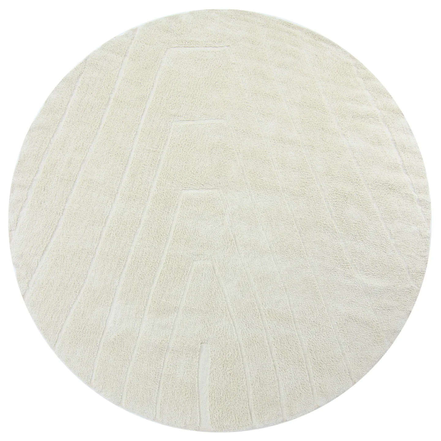 Rundt teppe - Sivia Natural Cotton Shaggy (off-white) (Størrelse: Ø 200 cm)