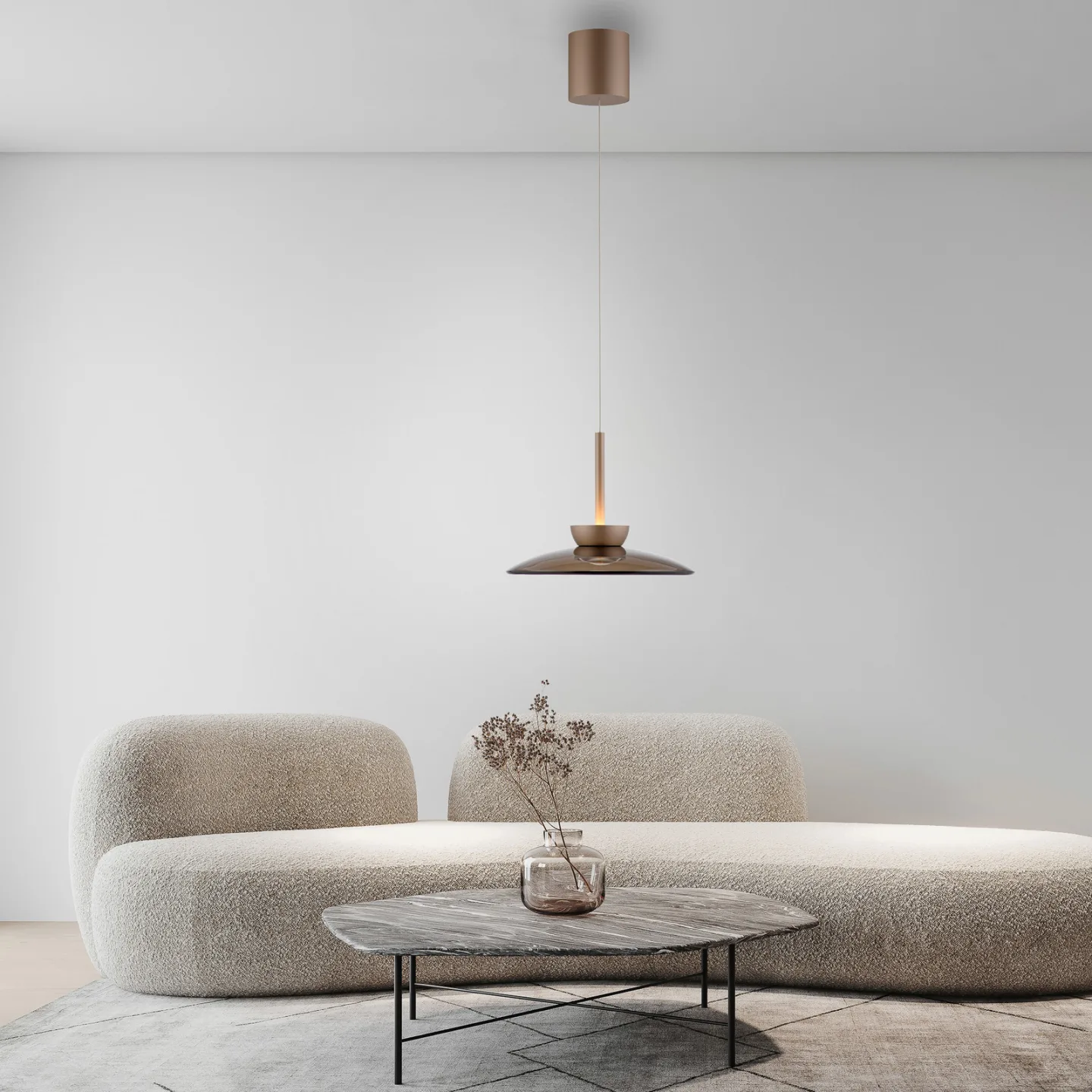 Moon LED-hänglampa i brons, mörkt bärnstensglas, Ø32 cm – PURE PURE Moon - Vardagsrum - Modern - Med lampskärm