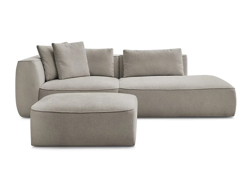 3er Sofa mit Hocker BOBOCHIC LEOPOLD Stoff mit Textur taupe