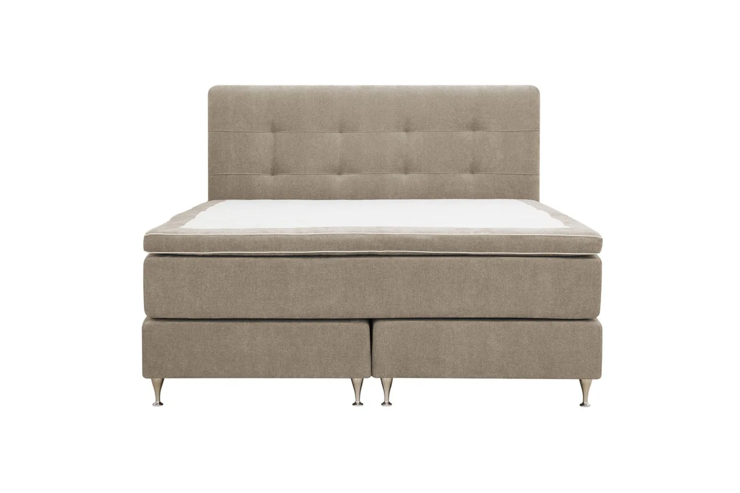 HVILA Premium Komplett Sängpaket 160x200 cm Kontinentalsäng med Sänggavel - Ljusbrun Tyg