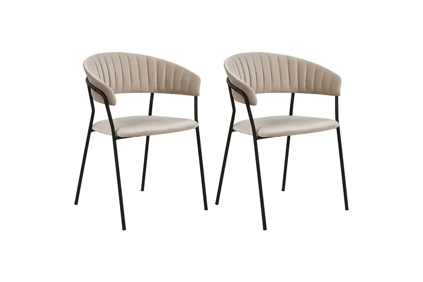 Set med 2 matstolar Mariposa - Beige, svart/Sammet