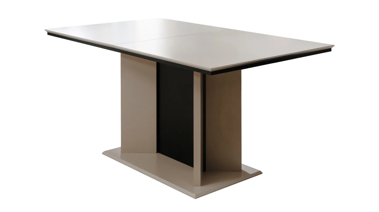 Esstisch 160 - 200 cm ausziehbar beige schwarz Säulentisch - ARONA