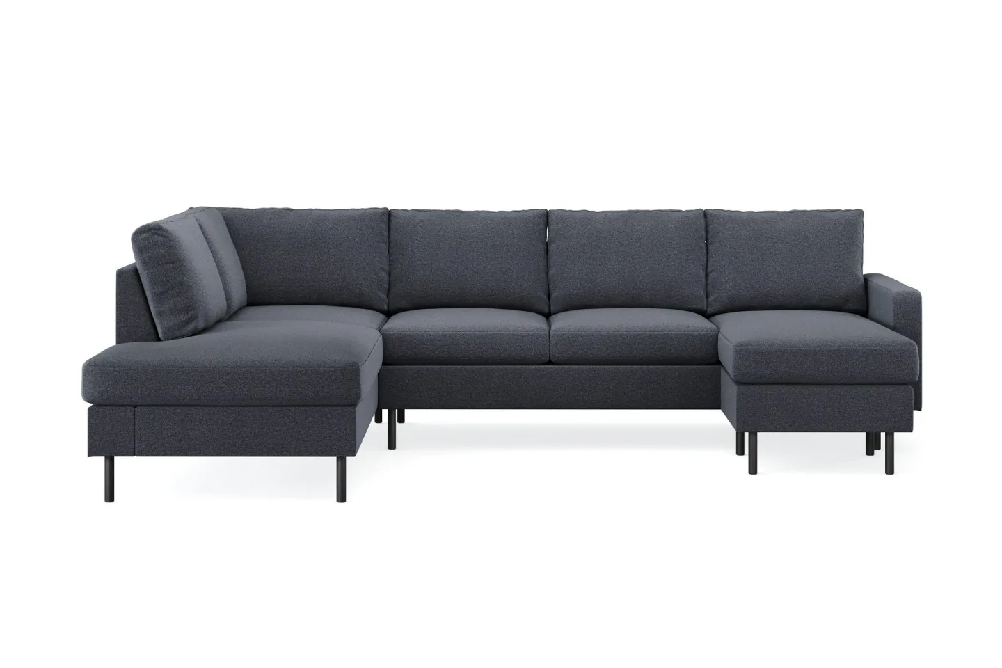 Peppe 4-sits Vänstervänd U-formad Soffa med Divan och Schäslong i Tyg - Mörkgrå