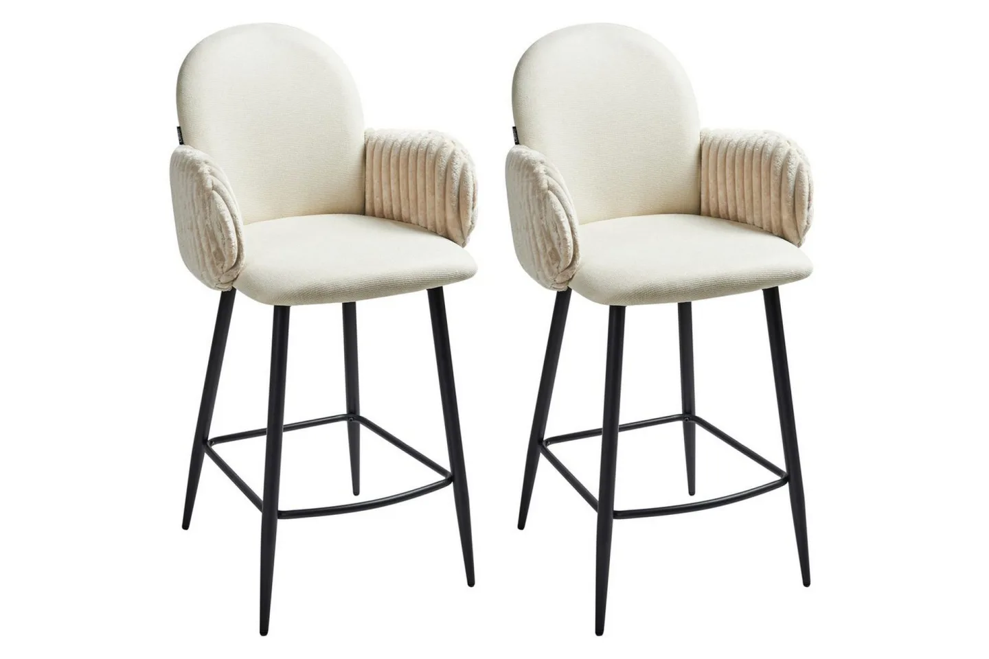 Set med 2 barstolar Amity - Ljusbeige, svart