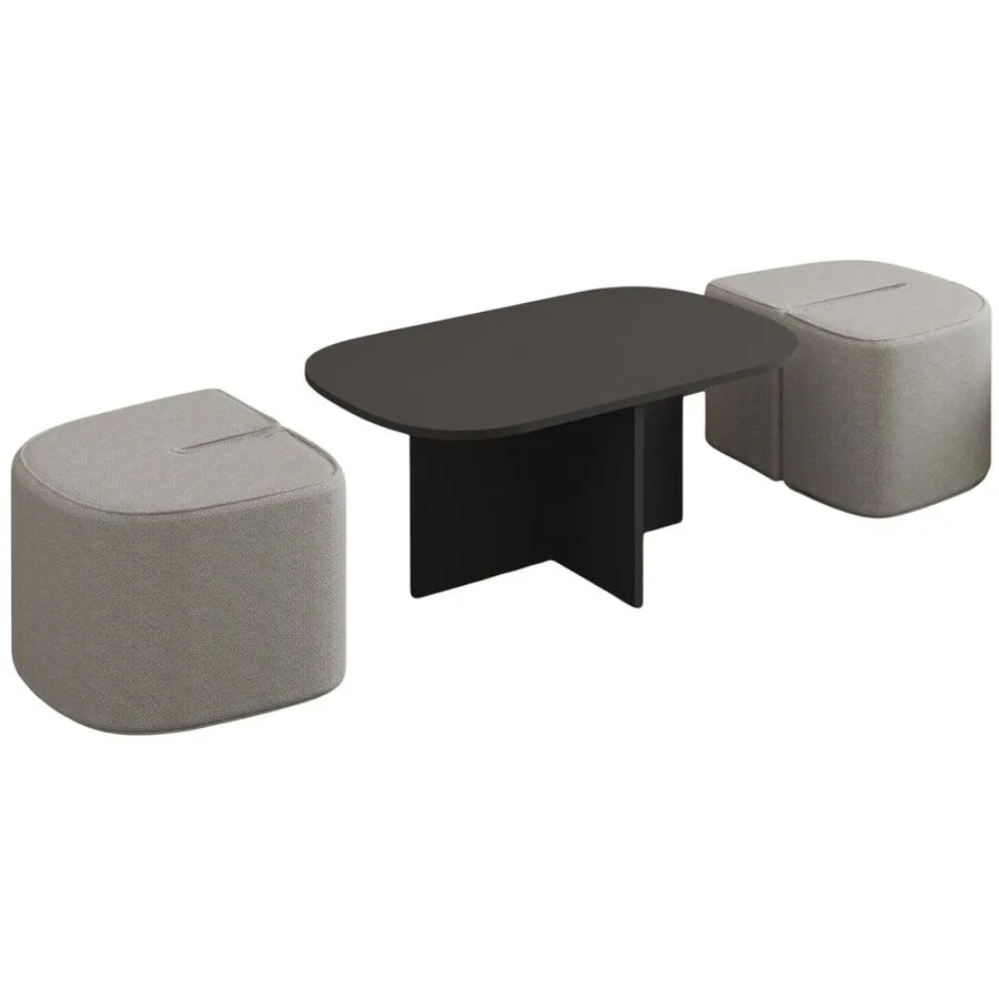 Salontisch Georis Anthrazit 100% Melaminbeschichtete Kiefer B 90 T 45 cm