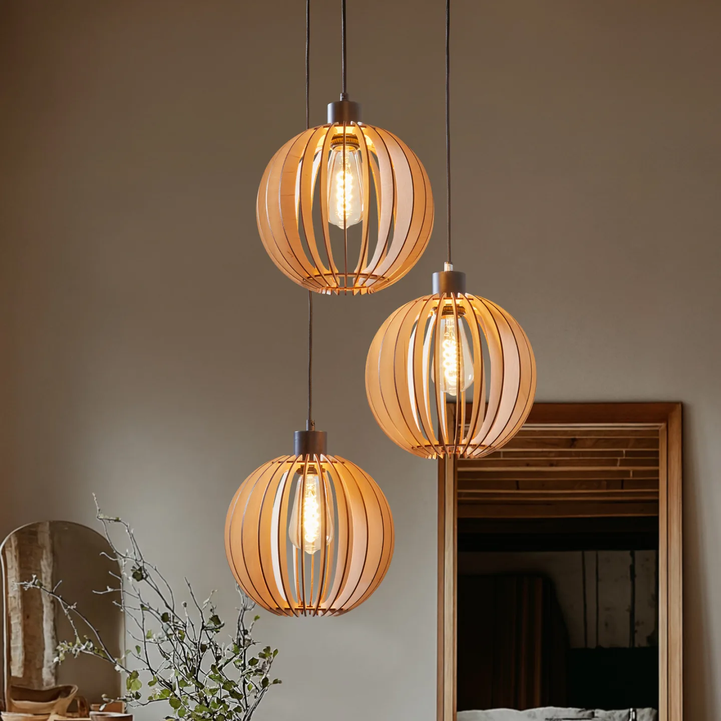 Clay Cluster pendellampe Black/Wood - Envostar - Stue - Skandinavisk - Træ - Med flere lyskilder