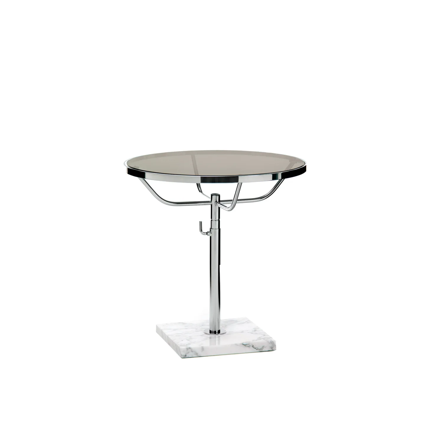 DUX - Pronto Sängbord Ø 50 cm, Fot Vit Marmor, Höj- Och Sänkbart Stativ - Sängbord - DUX Design Team - Vit - Glas/Metall/Sten