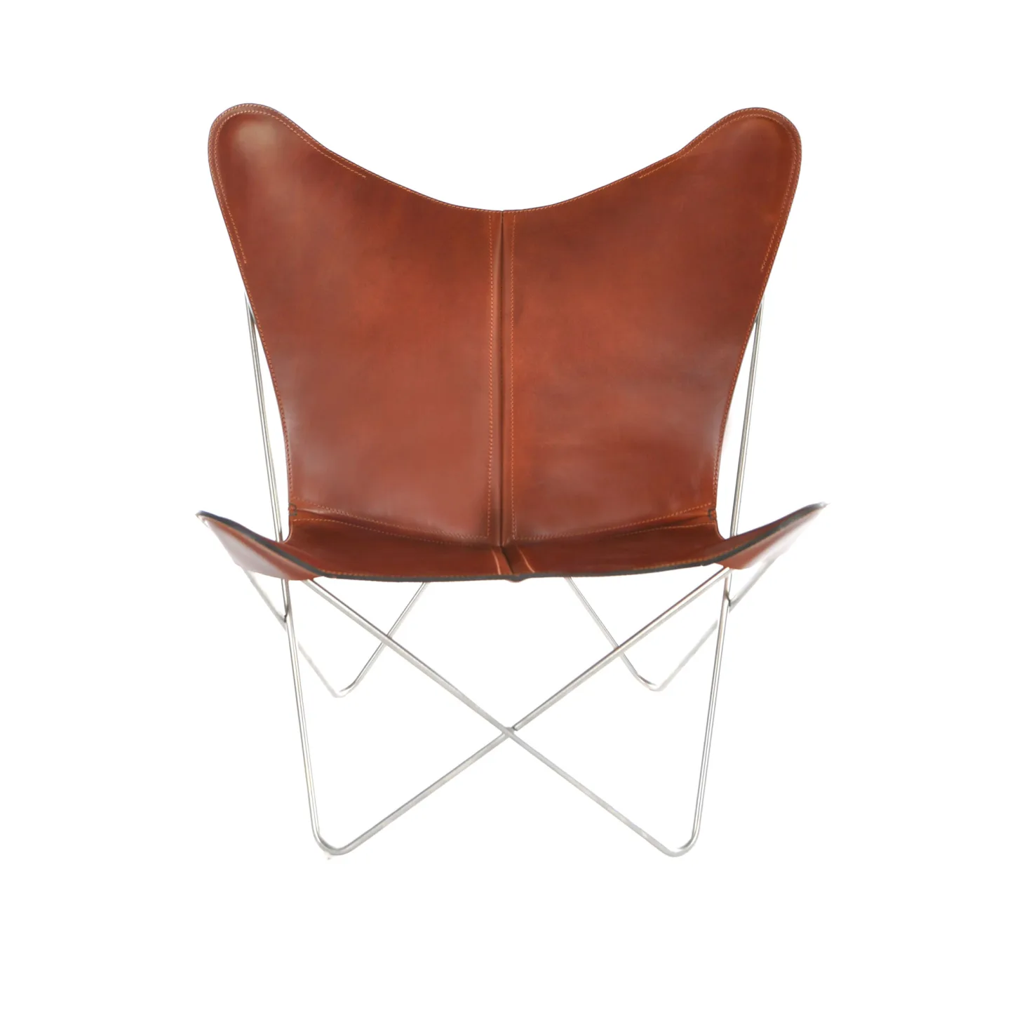 OX Denmarq - Trifolium Chair, Stainless Steel Frame, Leather: Cognac - Fåtöljer - Dennis Marquart - Brun - Läder/Metall