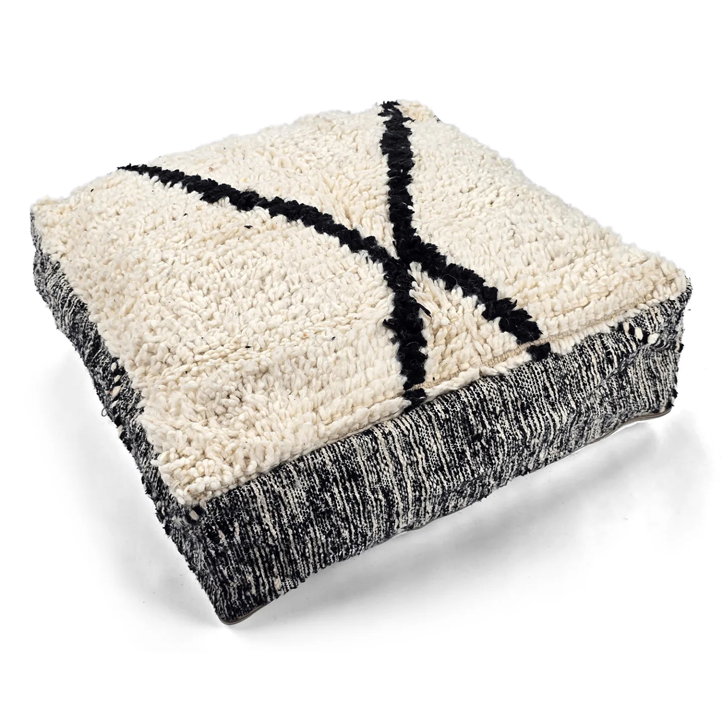 Sittepuff - Marokkansk Beni Ourain 014 (Størrelse: 60 x 60 cm)