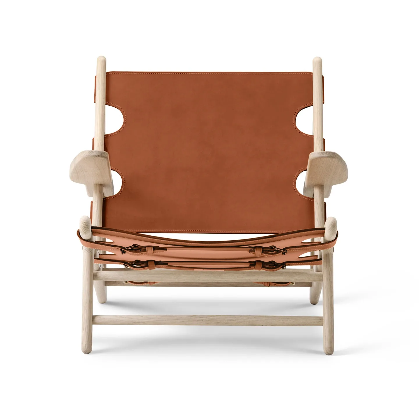 Fredericia Furniture - The Hunting Chair Oak soap / Cognac leather - Fåtöljer - Børge Mogensen - Brun - Läder/Trä