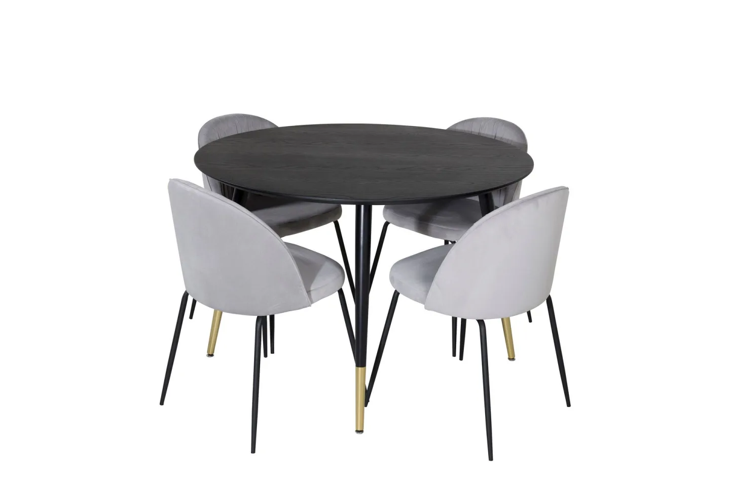 Dipp Matgrupp 115 cm Rund med 4 Wrinkles stolar - Svart/Guld
