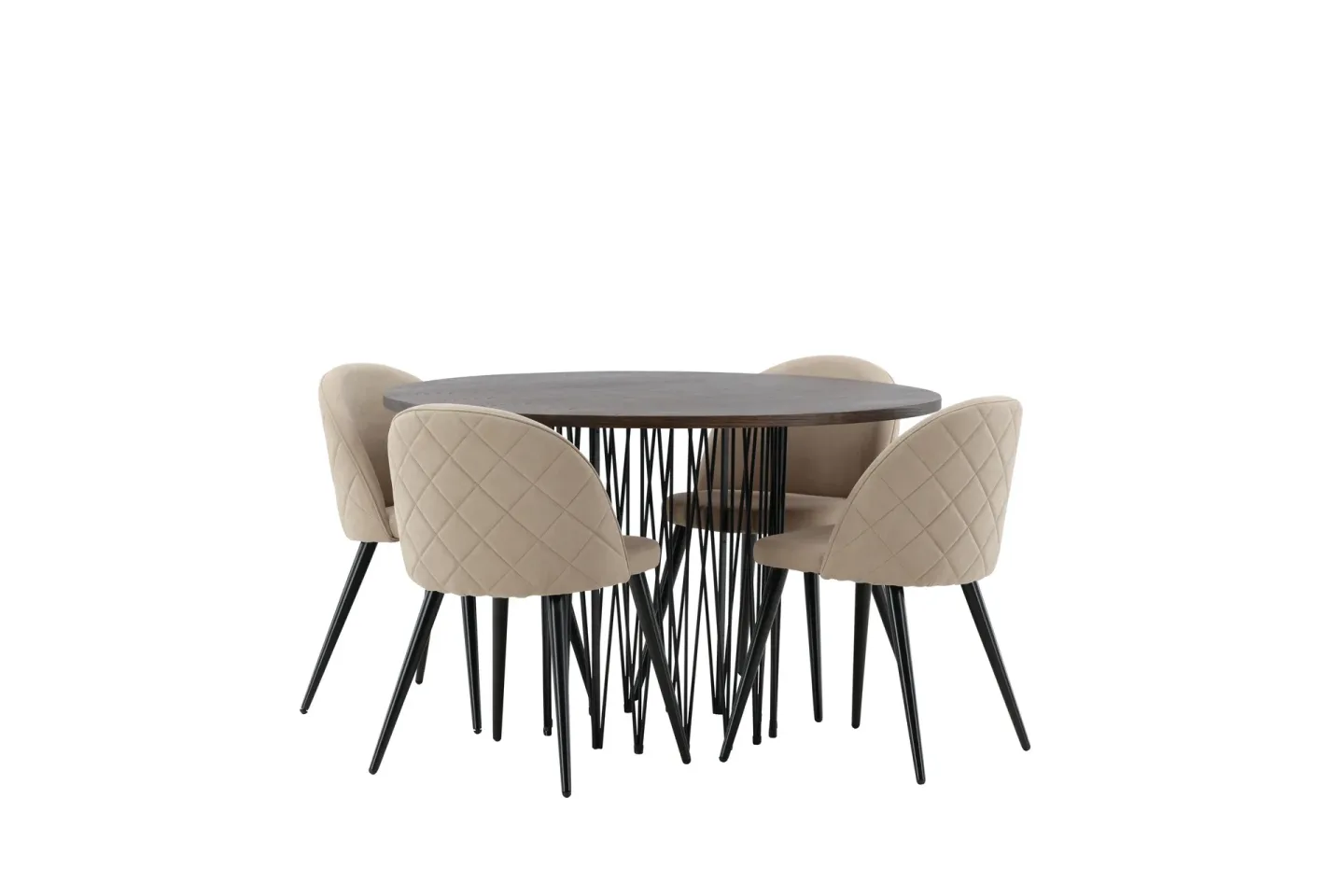 Matgrupp Alismo 120 cm Rund med 4 Longreone stolar - Beige