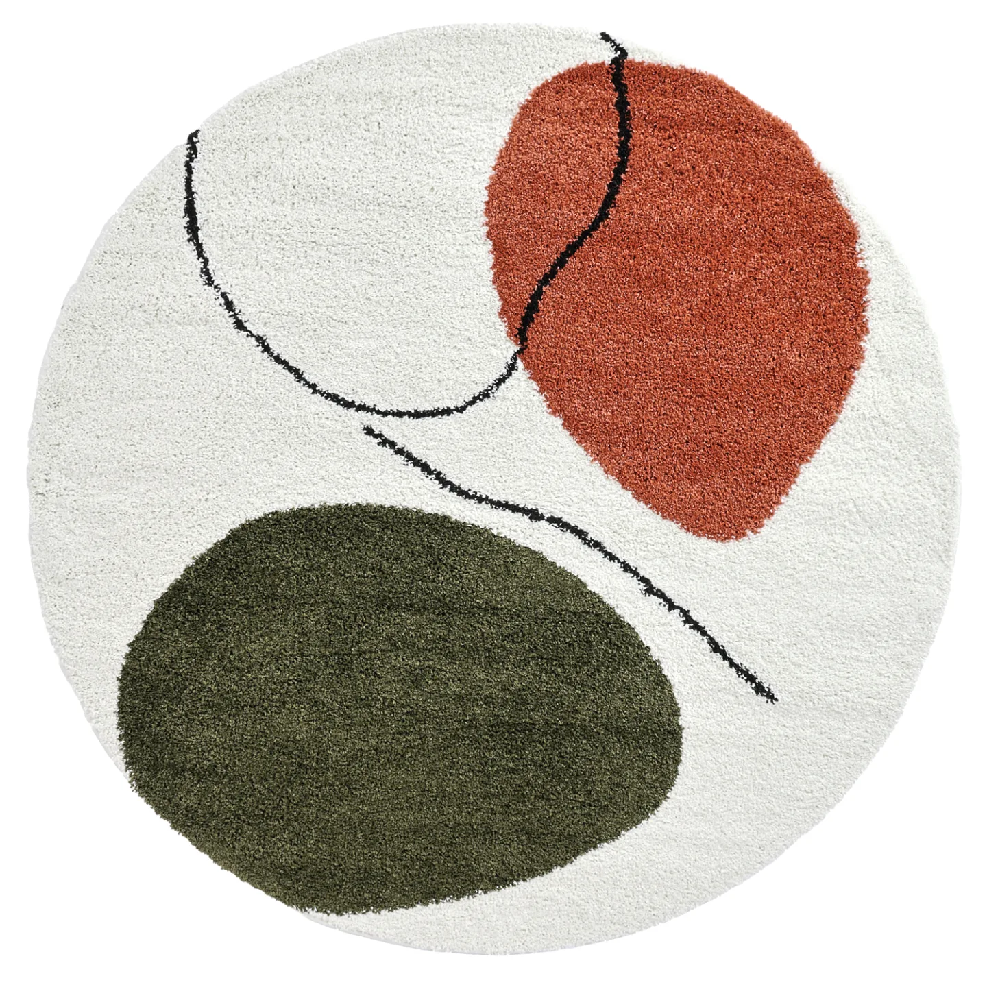 Runde tepper - Sanghar (hvit/oransje/grønn) (Størrelse: Ø 200 cm)