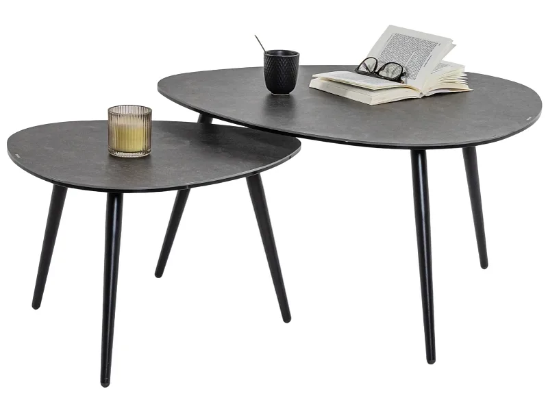 Set für Couchtische CERAMICA 77x84x46cm schwarz