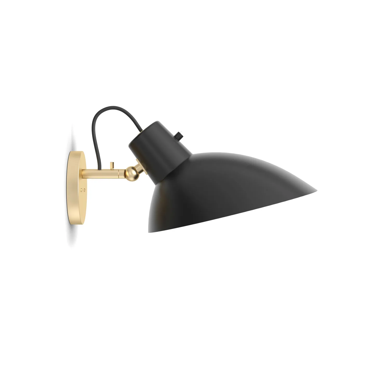 Astep - VV Cinquanta Wall, Brass Mount, Black Reflector with Switch - Sänglampor - Vittoriano Viganò - Svart - Metall
