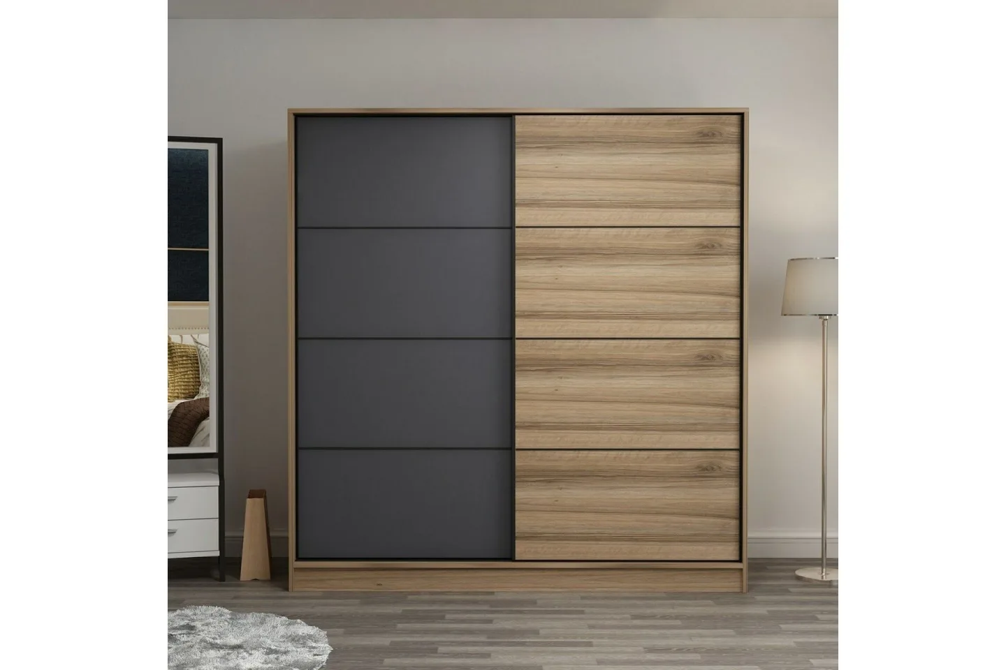 Fruitland Garderob 220 cm - Grå/Brun/Ek